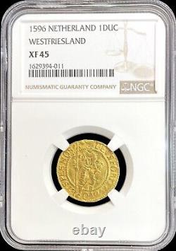 1596 Gold Netherlands West Friesland Provincial Ducat Coin Ngc Extremely Fine 45