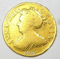 1713 Britain Anne Gold Half Guinea 1/2G Coin VG / Fine Detail Rare