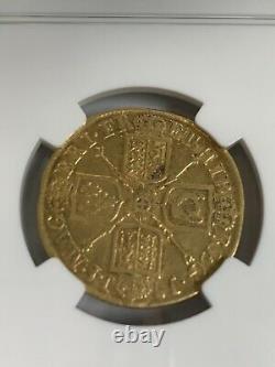 1714 GOLD GREAT BRITAIN GUINEA QUEEN ANNE COIN NGC Fine 12