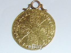 1714 Gold Full Guinea George 111 GOLD COIN 22CT MOUNTED AS A PENDANT CHARM