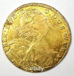 1732 Germany Wurrtemberg Gold Carolin Eberhard Ludwig Coin Fine / VF Details