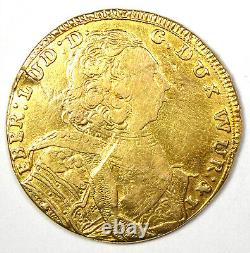 1732 Germany Wurrtemberg Gold Carolin Eberhard Ludwig Coin Fine / VF Details