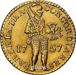 1757 Netherlands Utrecht Ducat Gold Coin NGC UNC Details Tooled. 986 Fine