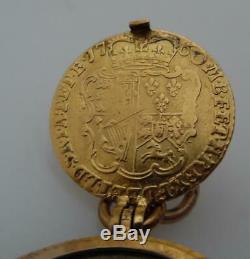1760 George II guinea 22ct Gold Coin Mourning Hair Locket Fob Pendant BF27