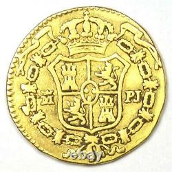 1772 Spain Charles III 1/2 Escudo Gold Coin 1/2E Fine / VF Details Rare