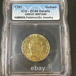 1787 Britain UK George III Gold Guinea Coin 1G XF40 Extra Fine Details Rare