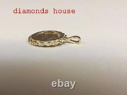 18 mm Coin Vintage Mexican Dos Pesos Pendant 14K Yellow Gold Finish Free Chain