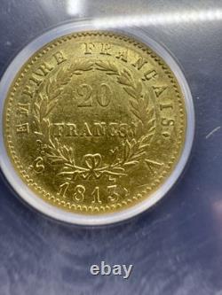 1813-A France 20 Francs Gold Coin Napoleon Bonaparte ICG XF EF 45.1867 AGW 1813-A France 20 Francs Gold Coin Napoleon Bonaparte ICG XF EF 45.1867 AGW