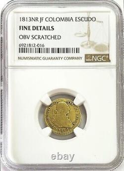 1813 Nr Jf Gold Colombia 1 Escudo Ferdinand VII Coin Ngc Fine