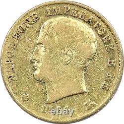 1814 Italy Napoleon Gold 20 Lire Coin, Extremely Fine XF, KM# 11