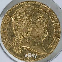 1817 Gold France 20 Franc Louis XVIII Coin. 900 Fine Gold