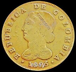1825 Jf Gold Colombia 8 Escudos Coin Nuevo Reino Bogota Mint Very Fine