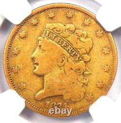 1834 Classic Gold Half Eagle $5 Coin Certified NGC Fine Detail Rare Coin