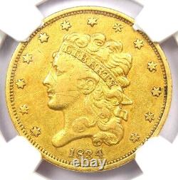 1834 Classic Gold Half Eagle $5 Coin Certified NGC XF Detail (EF) Rare Coin