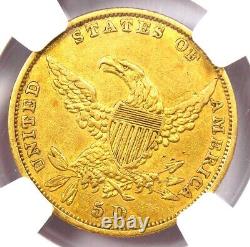 1834 Classic Gold Half Eagle $5 Coin Certified NGC XF Detail (EF) Rare Coin