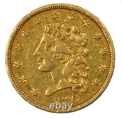 1836 Classic Head Gold Quarter Eagle Early US Coin $2.50 Extra Fine