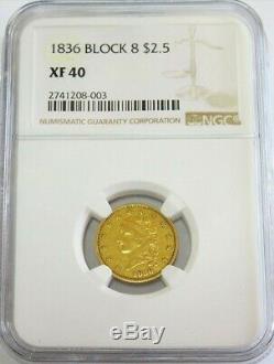 1836 Gold Classic Head $2.50 Quarter Eagle Coin Ngc Extremely Fine 40