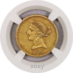 1843 $5 Liberty Head Half Eagle Gold NGC VF35 Very Fine Coin