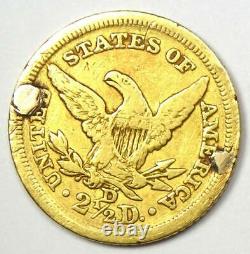 1845-D Liberty Gold Quarter Eagle $2.50 Fine Details (Damage) Dahlonega Coin