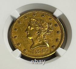 1847 P $10 Liberty Head Gold Coin NGC XF45 EF45, Extremely Fine #2 6909306-008