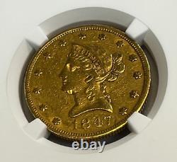 1847 P $10 Liberty Head Gold Coin NGC XF45 EF45, Extremely Fine #2 6909306-008