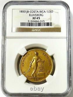 1850 Jb Gold Costa Rica 1/2 Onza Eliasberg Pedigree Coin Ngc Extra Fine 45