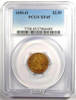 1850-O Liberty Gold Quarter Eagle $2.50 New Orleans Coin PCGS XF45 (EF45)