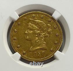 1850 P $10 Large Date Liberty Head Gold Coin NGC XF45 / EF45, Extremely Fine