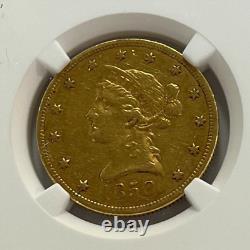 1850 P $10 Large Date Liberty Head Gold Coin NGC XF45 / EF45, Extremely Fine