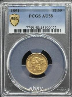 1851 $2.50 Liberty Gold Quarter Eagle PCGS AU 58