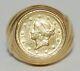 1853 Us Gold Liberty Head $1 Dollar Coin In 18k Gold Ring Size 5