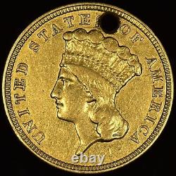 1854 $3 Gold Piece? Xf Extra Fine Details? Coin Holed Hole Scarce A? Trusted