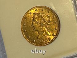 1854 Liberty Gold Eagle $10 Coin Certified NGC AU58 Scarce in Grade 51,000 Mntg