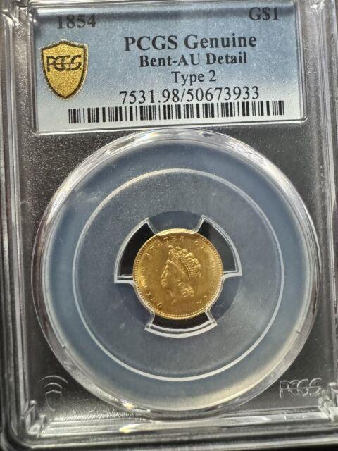 1854 Type 2 Indian Princess $1 Gold Coin Pcgs Au Details Beautiful Coin