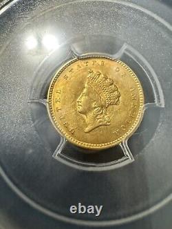 1854 Type 2 Indian Princess $1 Gold Coin PCGS AU DETAILS Beautiful Coin