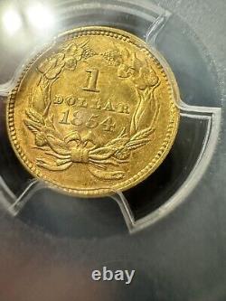 1854 Type 2 Indian Princess $1 Gold Coin PCGS AU DETAILS Beautiful Coin