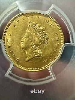 1854 Type 2 Indian Princess $1 Gold Coin PCGS AU DETAILS Beautiful Coin