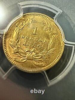 1854 Type 2 Indian Princess $1 Gold Coin PCGS AU DETAILS Beautiful Coin