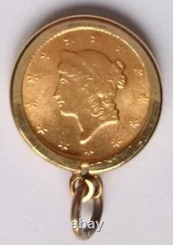 1854 United States $1 Gold Coin 1.6g With 0.8g Pendant Mount Very Fine USA