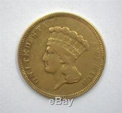 1854-o Indian Princess $3 Gold Extremely Fine. Very Original Surfaces Key Coin