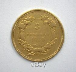 1854-o Indian Princess $3 Gold Extremely Fine. Very Original Surfaces Key Coin