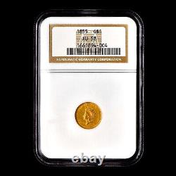 1855 $1 Gold Piece? Ngc Au-58? Type 2 T2 Coin Choice Indian Head 004? Trusted