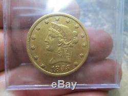 1855 10 Dollar Liberty Gold Coin In Extra Fine Condition