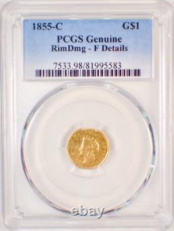 1855-C Indian Gold Dollar G$1 Certified PCGS Fine Detail Rare Charlotte Coin 1855-C Indian Gold Dollar G$1 Certified PCGS Fine Detail Rare Charlotte Coin