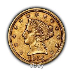 1855 G$2.50 Liberty Head Gold Quarter Eagle Early US Coin XF/AU SKU-G4355