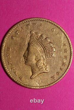 1855 P $1 Gold Coin Liberty Head Scarce Semi Key Date Early Coin. 900 Fine 27