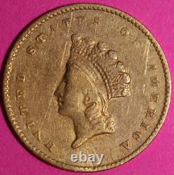 1855 P $1 Gold Coin Liberty Head Scarce Semi Key Date Early Coin. 900 Fine 27