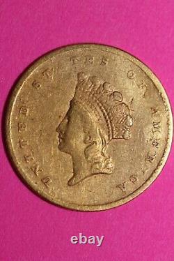 1855 P $1 Gold Coin Liberty Head Scarce Semi Key Date Early Coin. 900 Fine 28