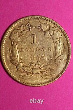 1855 P $1 Gold Coin Liberty Head Scarce Semi Key Date Early Coin. 900 Fine 28