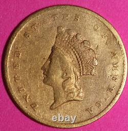 1855 P $1 Gold Coin Liberty Head Scarce Semi Key Date Early Coin. 900 Fine 28